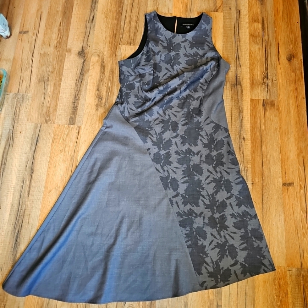 BANANA REPUBLIC COLOR BLOCKED ASYMMETRICAL Wool Blend DRESS GREY Size 4